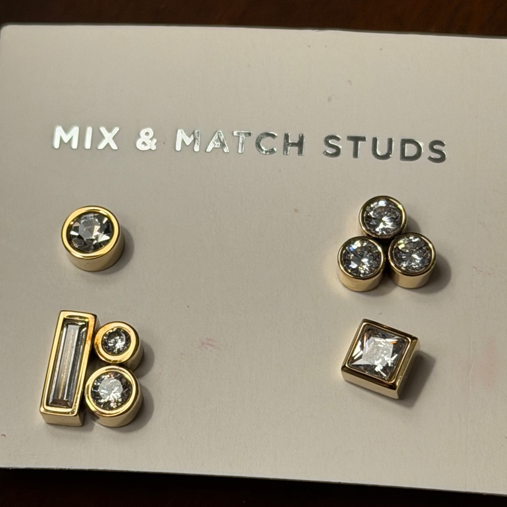Michael Kors Sterling Silver gold plated mix and match Stud Earrings